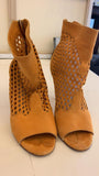 Jimmy Choo Mustard Yellow Detroit Lasercut Suede Ankle Boots - Dyva's Closet
