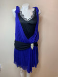 DVF ( Diane Von Furstenberg) Royal Blue Dress with Black Slip and Crystal Embellishment - Dyva's Closet