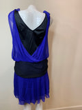 DVF ( Diane Von Furstenberg) Royal Blue Dress with Black Slip and Crystal Embellishment - Dyva's Closet