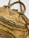 Prada Limited Edition Genuine Tan Beige Python Snakeskin Leather Satchel - Dyva's Closet