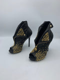 Alexander McQueen Faithful Black Leather Studded Booties - Dyva's Closet