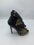 Alexander McQueen Faithful Black Leather Studded Booties - Dyva's Closet