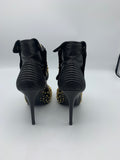 Alexander McQueen Faithful Black Leather Studded Booties - Dyva's Closet