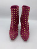 Christian Louboutin Ariella Clou Pink Suede Studded Ankle Boots - Dyva's Closet