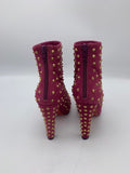 Christian Louboutin Ariella Clou Pink Suede Studded Ankle Boots - Dyva's Closet