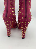 Christian Louboutin Ariella Clou Pink Suede Studded Ankle Boots - Dyva's Closet