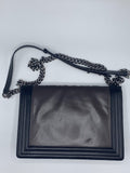 Chanel Boy Reverso Large Taupe Brown/Black Lambskin with Fabric Lining and Ruthenium Hardware Shoulder Bag - Dyva's Closet