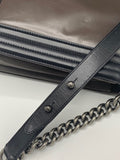 Chanel Boy Reverso Large Taupe Brown/Black Lambskin with Fabric Lining and Ruthenium Hardware Shoulder Bag - Dyva's Closet