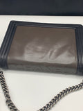Chanel Boy Reverso Large Taupe Brown/Black Lambskin with Fabric Lining and Ruthenium Hardware Shoulder Bag - Dyva's Closet
