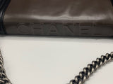 Chanel Boy Reverso Large Taupe Brown/Black Lambskin with Fabric Lining and Ruthenium Hardware Shoulder Bag - Dyva's Closet