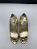 Moschino Cheap and Chic Metallic Gold Peep Toe Wedges - Dyva's Closet