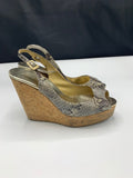 Jimmy Choo Python Praise Slingback Wedge Sandals - Dyva's Closet