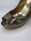 Jimmy Choo Python Praise Slingback Wedge Sandals - Dyva's Closet