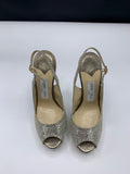Jimmy Choo Champagne Crown In Glitter Platform Slingbacks - Dyva's Closet