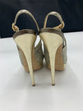 Jimmy Choo Champagne Crown In Glitter Platform Slingbacks - Dyva's Closet