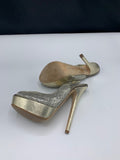 Jimmy Choo Champagne Crown In Glitter Platform Slingbacks - Dyva's Closet