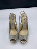 Jimmy Choo Champagne Crown In Glitter Platform Slingbacks - Dyva's Closet