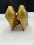 Guiseppe Zanotti Gold Lizard Embossed Wedges - Dyva's Closet
