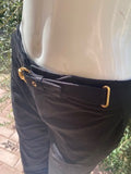 Gucci black trousers with built in horse bit belt