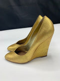 Guiseppe Zanotti Gold Lizard Embossed Wedges - Dyva's Closet
