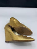 Guiseppe Zanotti Gold Lizard Embossed Wedges - Dyva's Closet