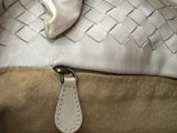 Bottega Veneta Small White Intrecciato Shoulder Bag - Dyva's Closet