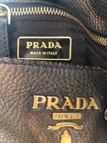Prada Vitello Daino side pocket in silver metallic bag - Dyva's Closet