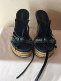 Louis Vuitton Multicoloured Blue and Green Snakeskin Wedges - Dyva's Closet
