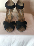 Manolo Blahnik Lastiwe Strappy Elastic Cork-Wedge Sandal in Black - Dyva's Closet