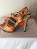 Fendi F Logo Heels in Beige and Orange - Dyva's Closet