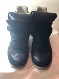 Isabel Marant Black Suede and Tiger Striped Pony Hair Bekett Over Basket Sneaker Wedges - Dyva's Closet