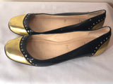 Christian Louboutin Black Patent Leather Ballet Flats with a Gold Nose - Dyva's Closet