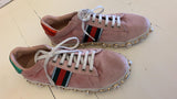 Gucci Women's Pink New Ace Faux-pearl Embellished Velvet Sneakers - Dyva's Closet