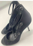 Chanel Satin Heels with logo buttons - Dyva's Closet