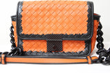 Bottega Veneta Women's Tangerine and Black Intrecciato Mini Nappa Glass Bag - Dyva's Closet