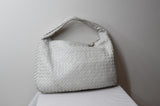 Bottega Veneta Intrecciato Hobo Medium White - Dyva's Closet