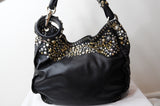 Jimmy Choo  Black Leather Saba Studded Sky Hobo Bag with Bangle - Dyva's Closet
