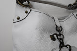 Luella White Leather Handbag with Large White Hearts - Dyva's Closet