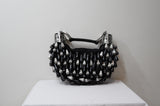 Chloé Black and Silver Beaded Crescent Bag - Dyva's Closet