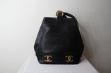Chanel Vintage D Ring Logo Caviar Bucket Bag - Dyva's Closet