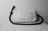 Chanel Ligne Cambon Small Quilted Pochette in White and Black - Dyva's Closet