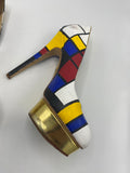 Limited edition 100 of 100 pieces handpainted Mondrian shoes by Boyarde for Art Miami 2012 ( handpainted on Charlotte Olympia heels)