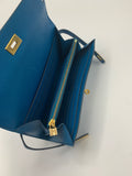 Hermès Blue Izmir Kelly Longue Wallet - Dyva's Closet