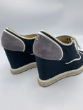 Chanel Lace Up Wedge Espadrille with faux pearl accents - Dyva's Closet