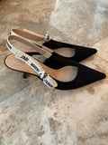 DIOR  J'ADIOR SLINGBACK IN BLACK TECHNICAL FABRIC - Dyva's Closet