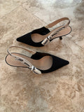 DIOR  J'ADIOR SLINGBACK IN BLACK TECHNICAL FABRIC - Dyva's Closet