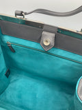 Fendi 2jours in grey saffiano leather with green suede lining - Dyva's Closet