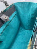 Fendi 2jours in grey saffiano leather with green suede lining - Dyva's Closet