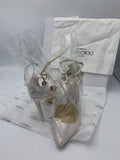 Jimmy Choo x Offwhite Claire 100 Satin Pumps in White - Dyva's Closet