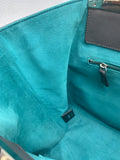 Fendi 2jours in grey saffiano leather with green suede lining - Dyva's Closet